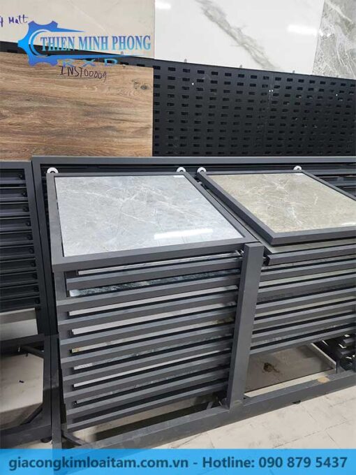 Kệ Lùa Ngang Tầng 20 Lá Trưng Bày Gạch 600x600mm & 800x800mm | Thiên Minh Phong - Hình ảnh 6